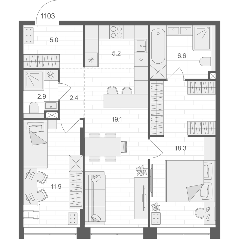3 ккв (Евро) 71,4 м²