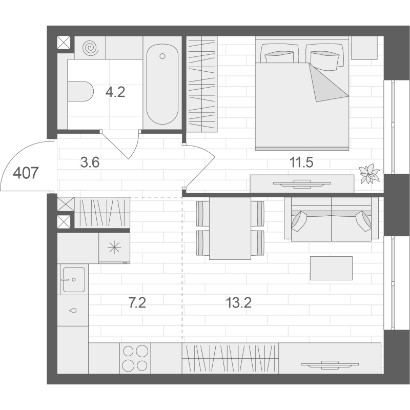 2 ккв (Евро) 39,7 м²