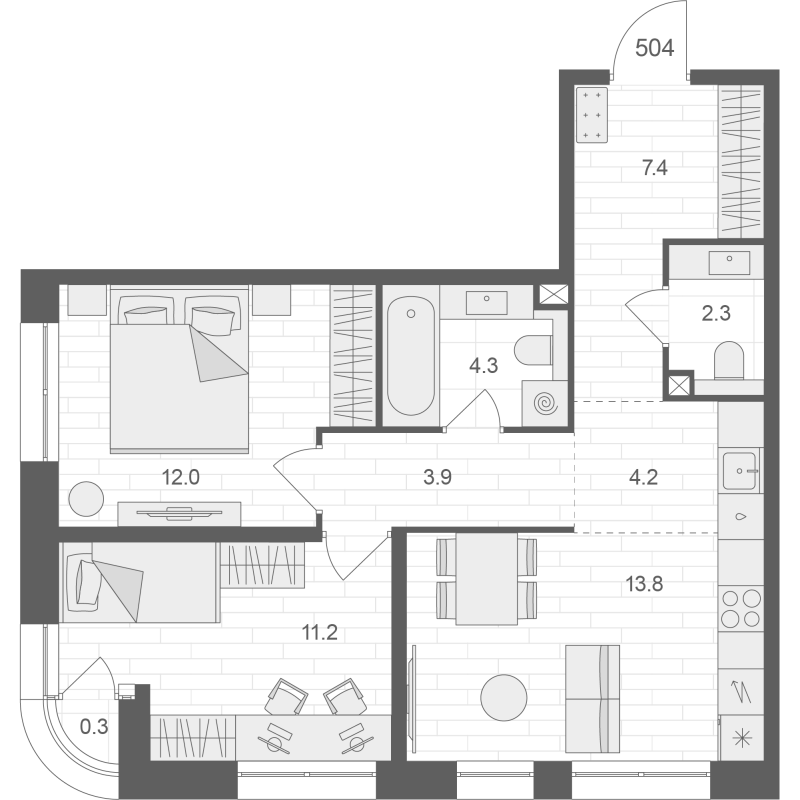 3 ккв (Евро) 59,3 м²