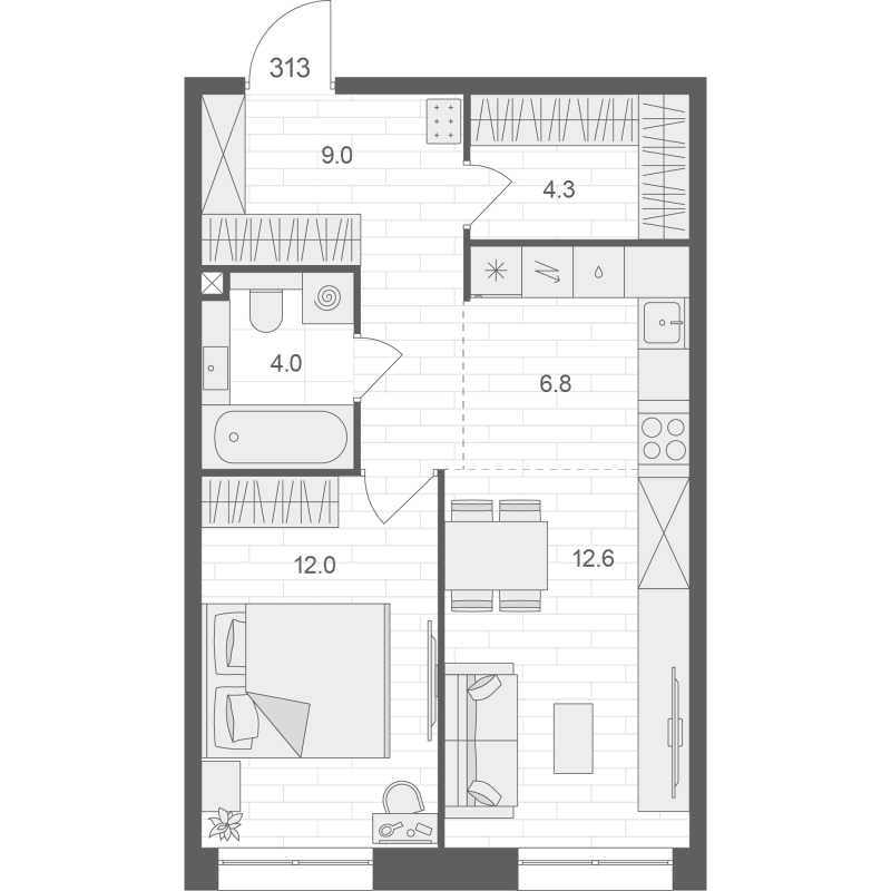 2 ккв (Евро) 48,7 м²