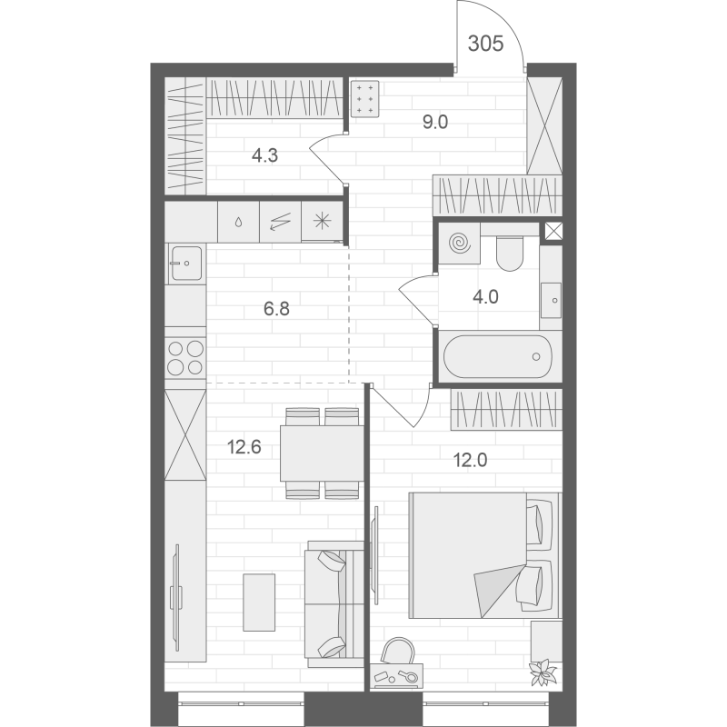 2 ккв (Евро) 48,7 м²