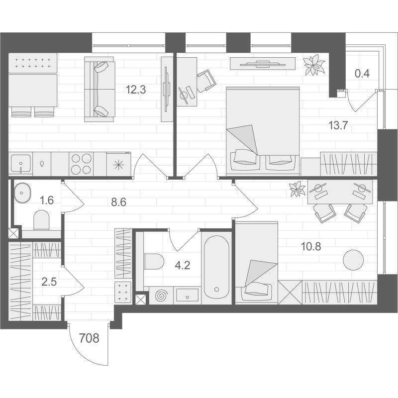 2 ккв 53,9 м²