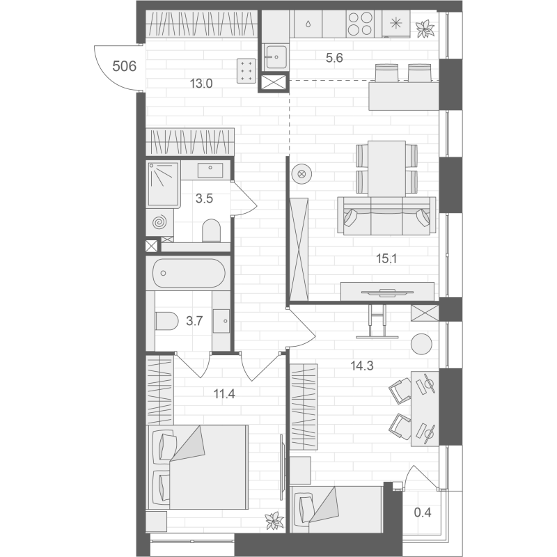 3 ккв (Евро) 66,8 м²