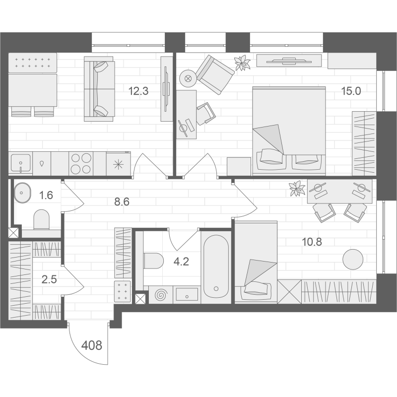 2 ккв 55 м²