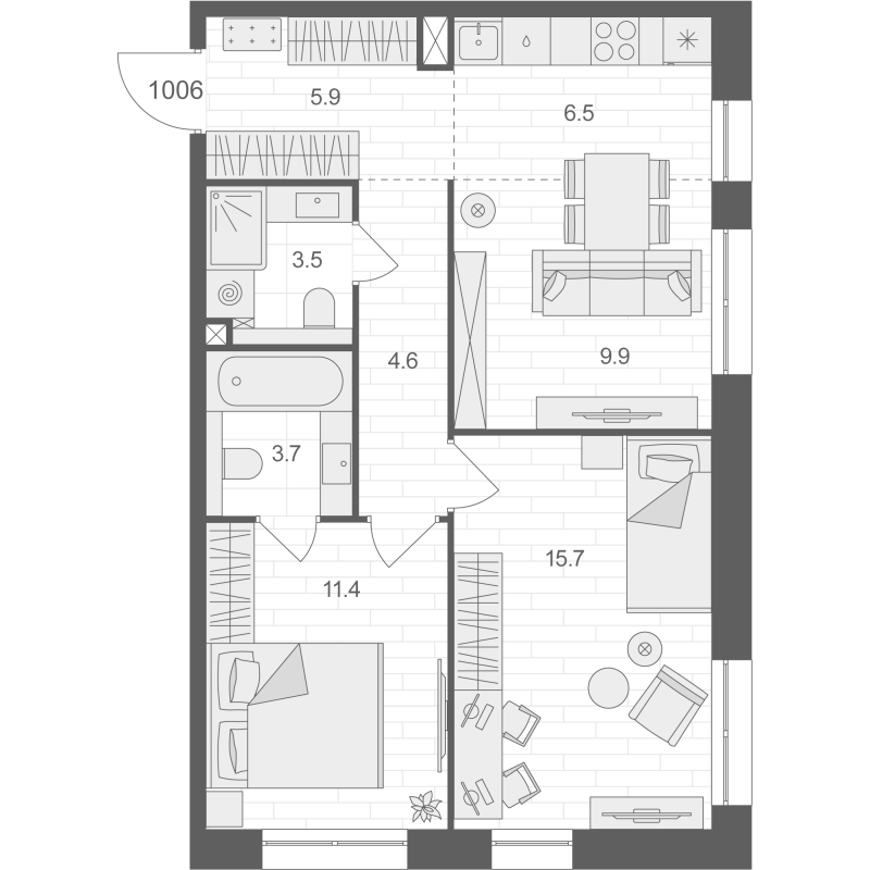 3 ккв (Евро) 61,2 м²