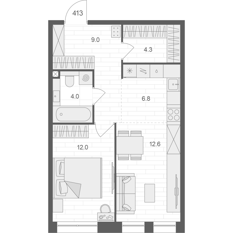 2 ккв (Евро) 48,7 м²