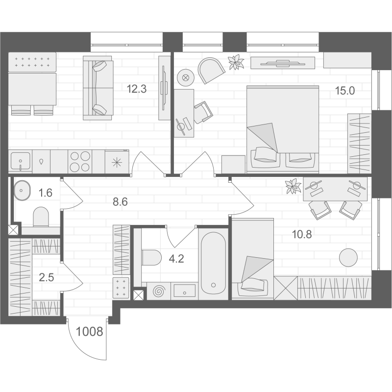 2 ккв 55 м²