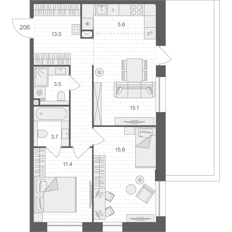 3 ккв (Евро) 67,9 м²