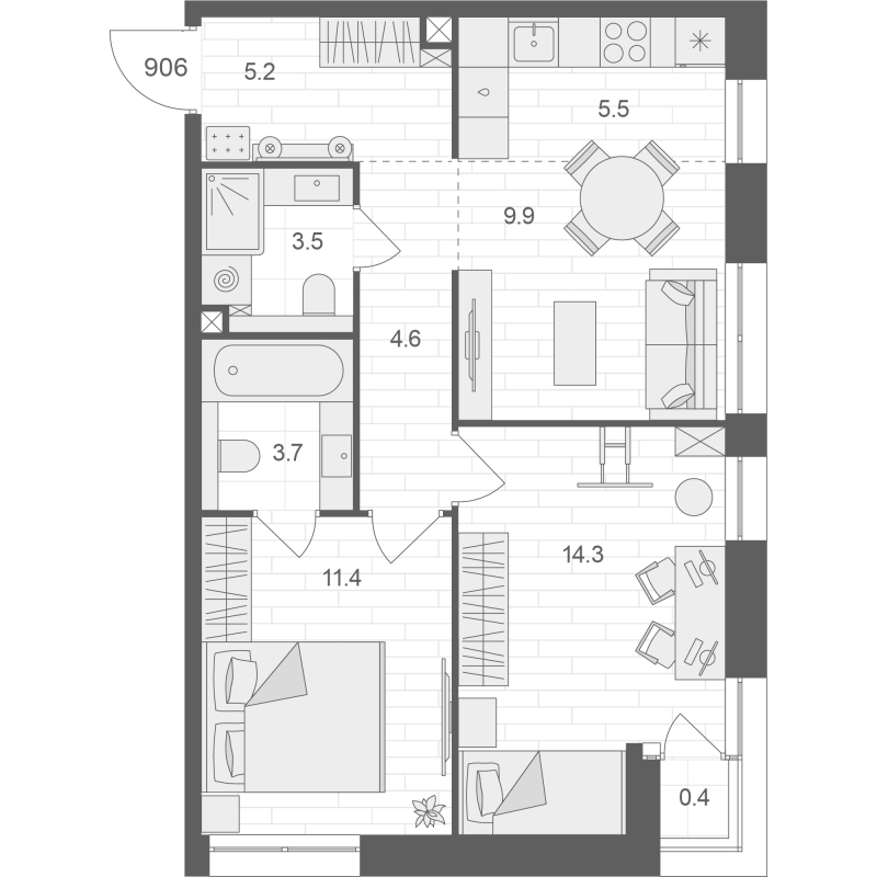 3 ккв (Евро) 58,3 м²