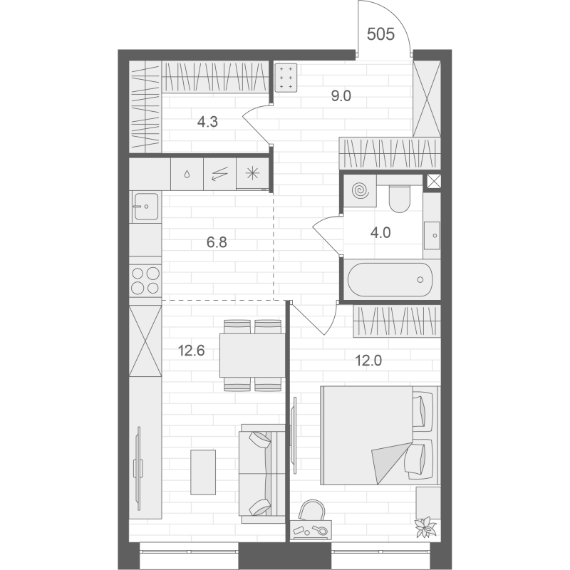 2 ккв (Евро) 48,7 м²