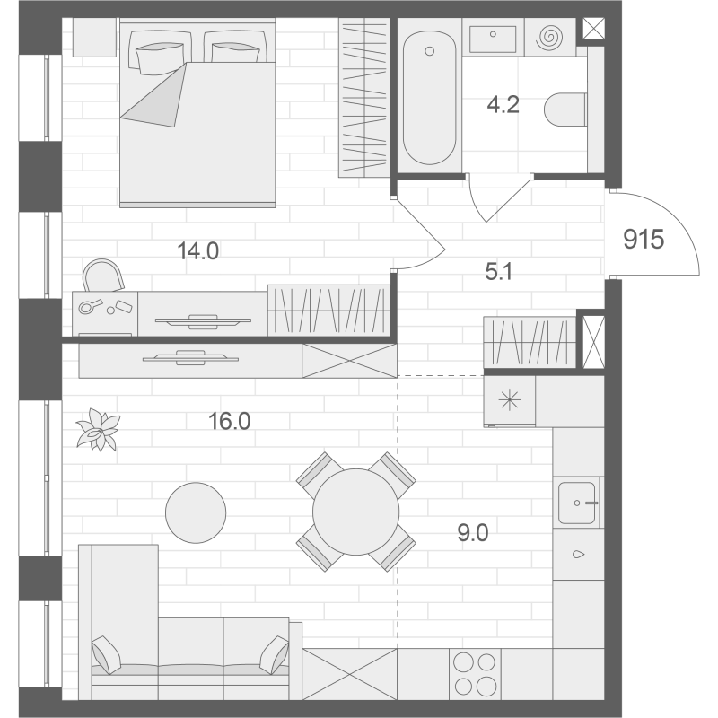 2 ккв (Евро) 48,3 м²