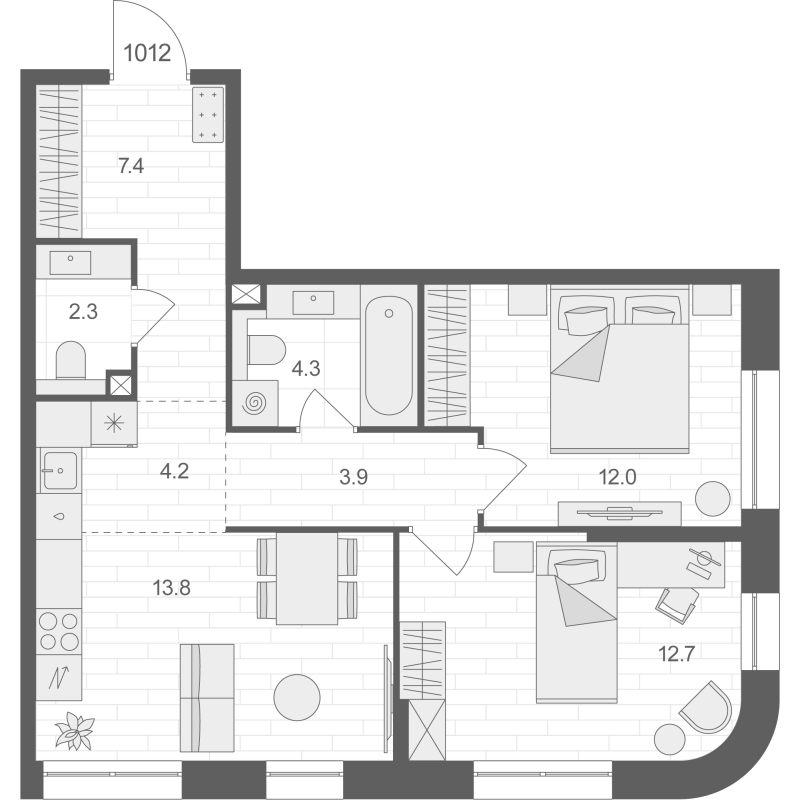 3 ккв (Евро) 60,6 м²