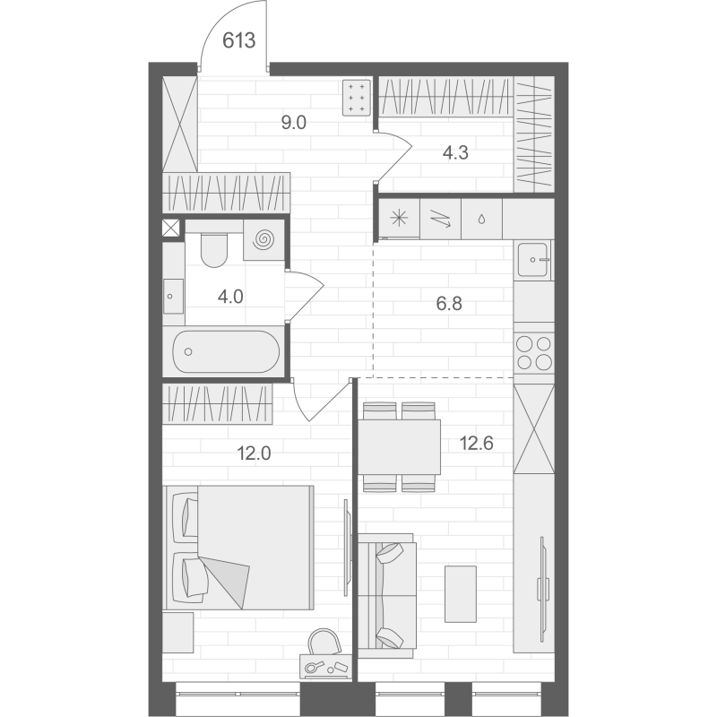 2 ккв (Евро) 48,7 м²