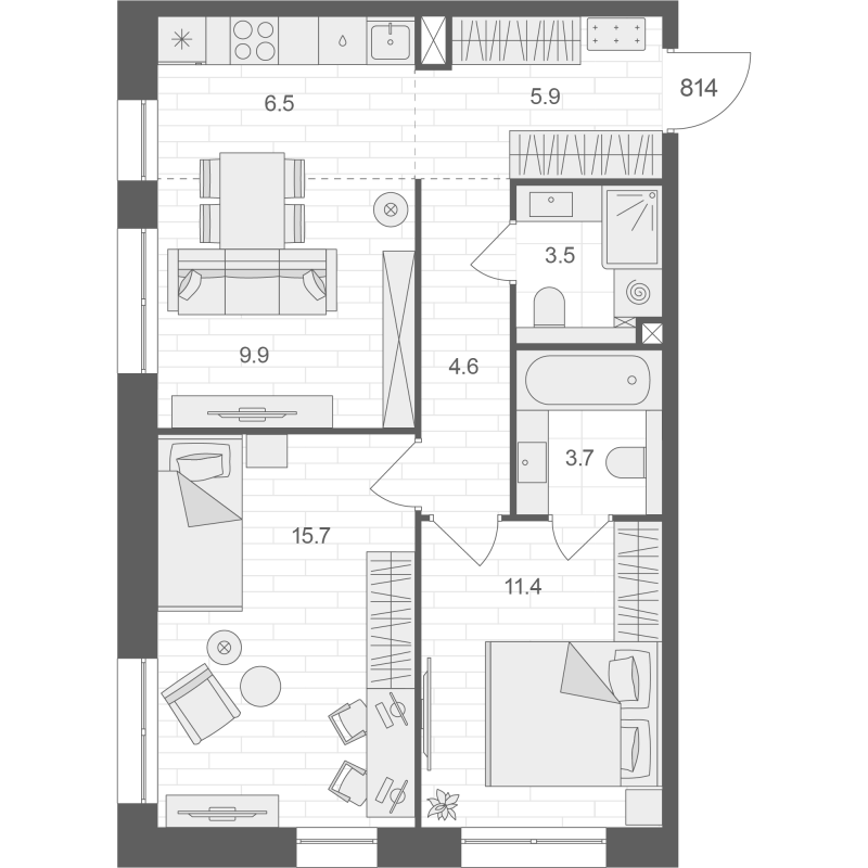 3 ккв (Евро) 61,2 м²