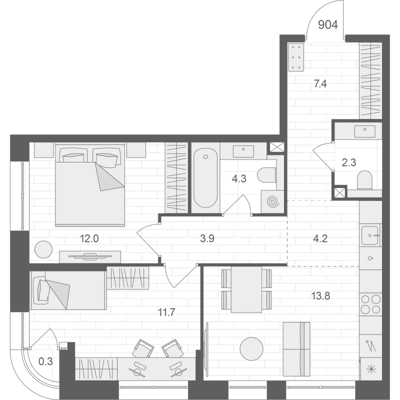3 ккв (Евро) 59,8 м²