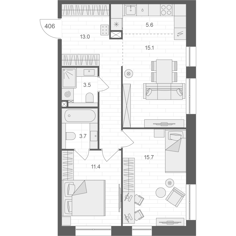 3 ккв (Евро) 68 м²