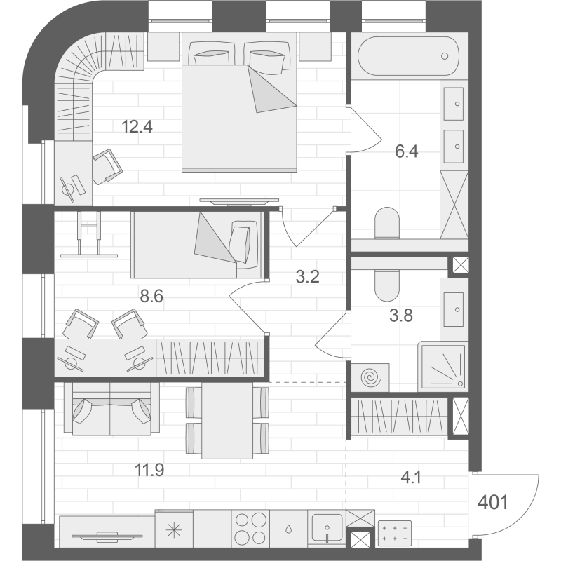 2 ккв 50,4 м²