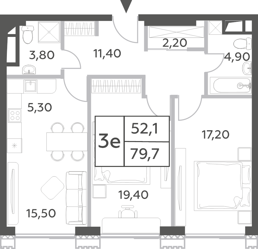 3 ккв (Евро) 79,7 м²