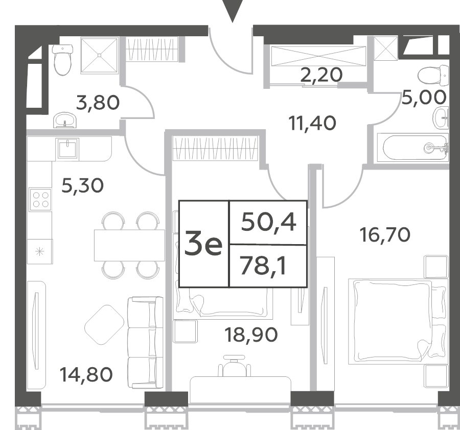 3 ккв (Евро) 78,1 м²