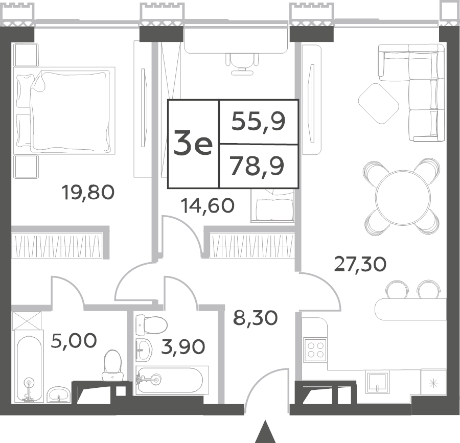3 ккв (Евро) 80,9 м²