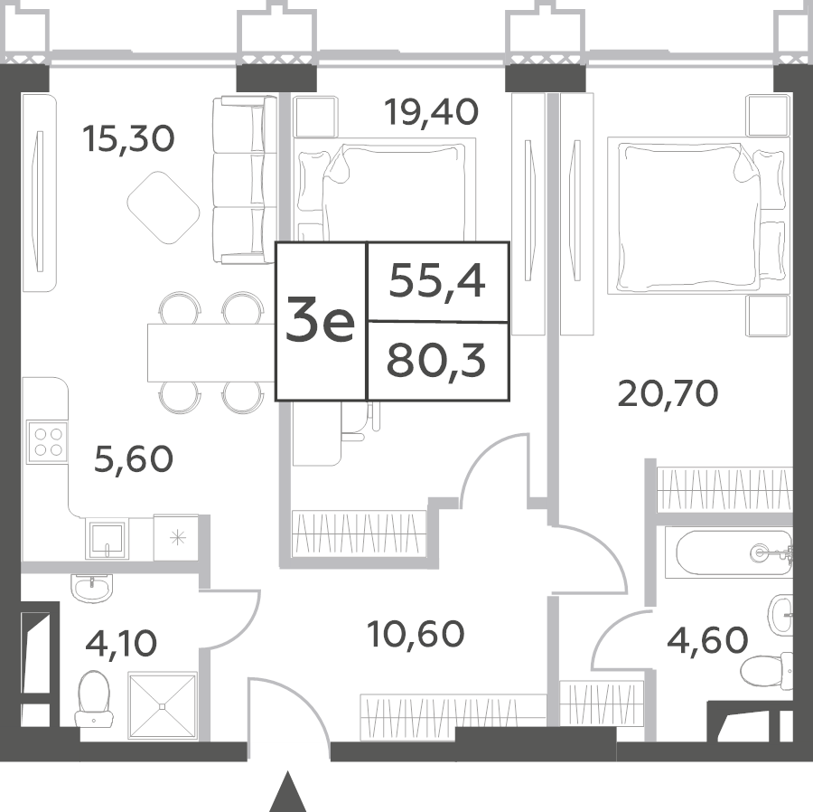3 ккв (Евро) 80,3 м²