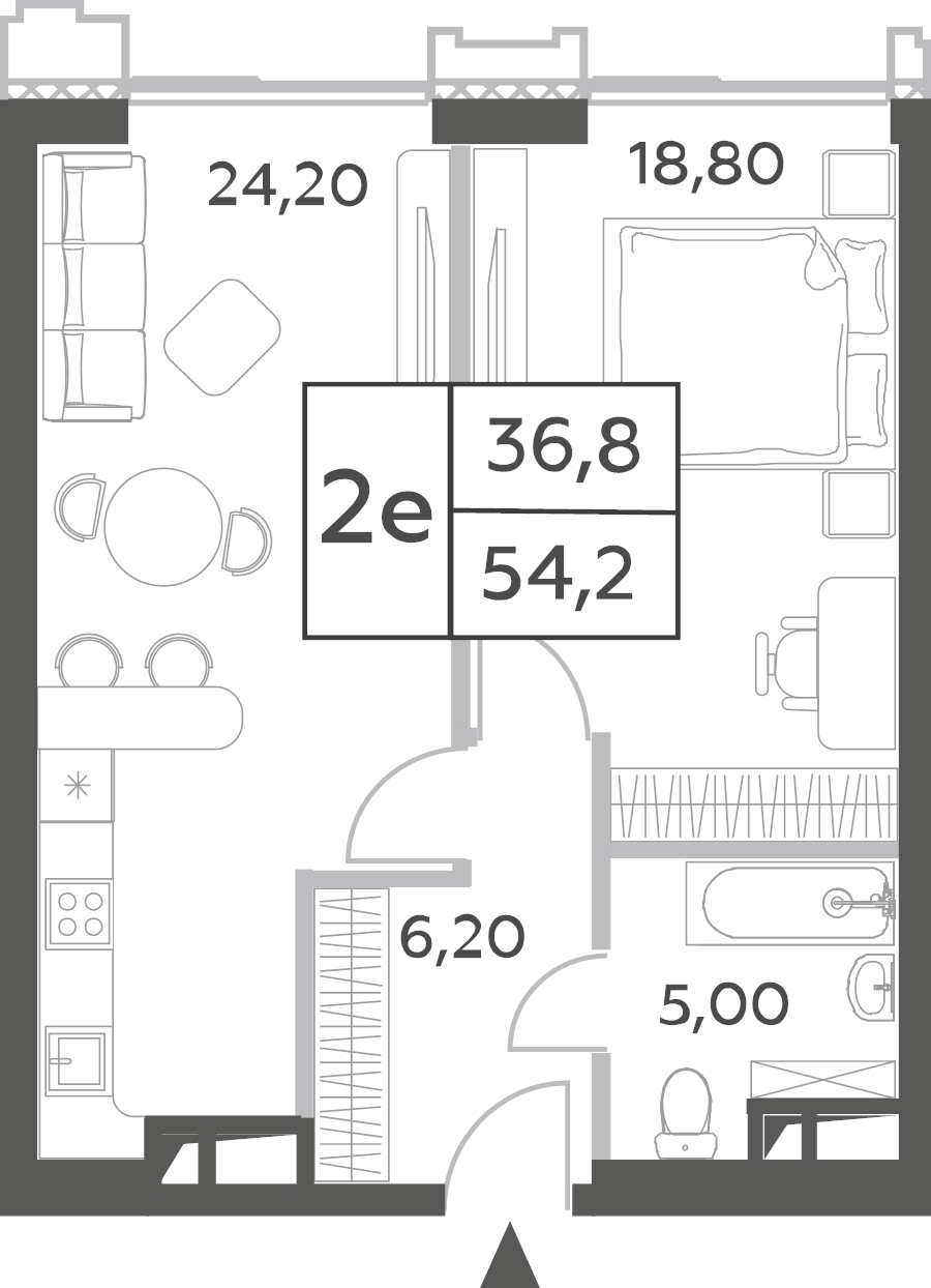 2 ккв (Евро) 55 м²