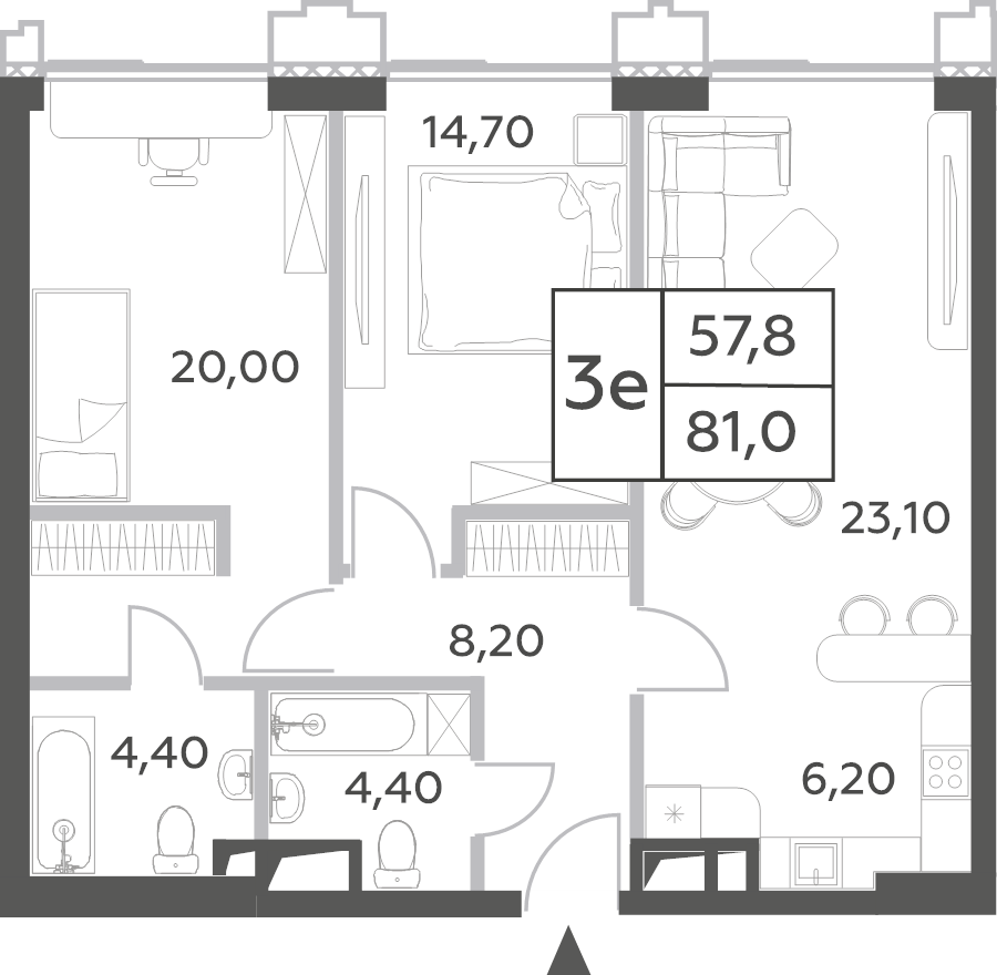3 ккв (Евро) 81 м²