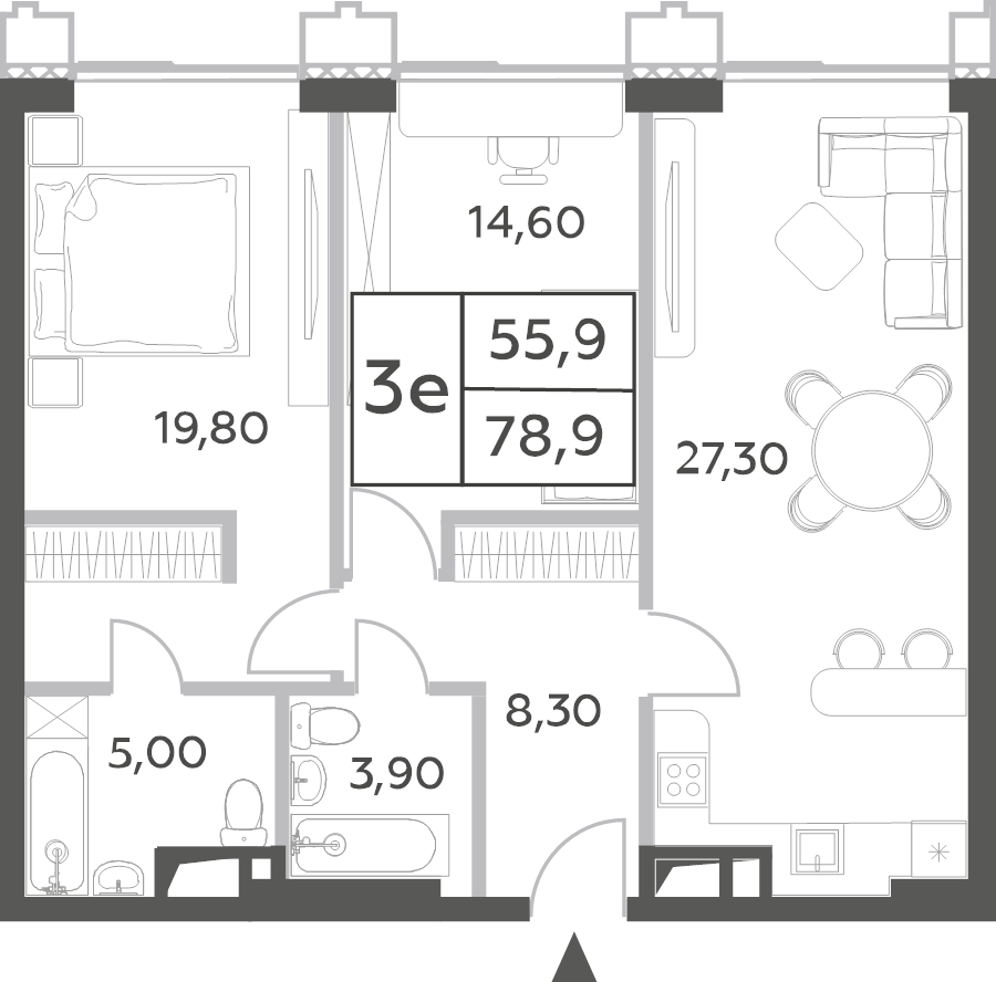 3 ккв (Евро) 80,8 м²