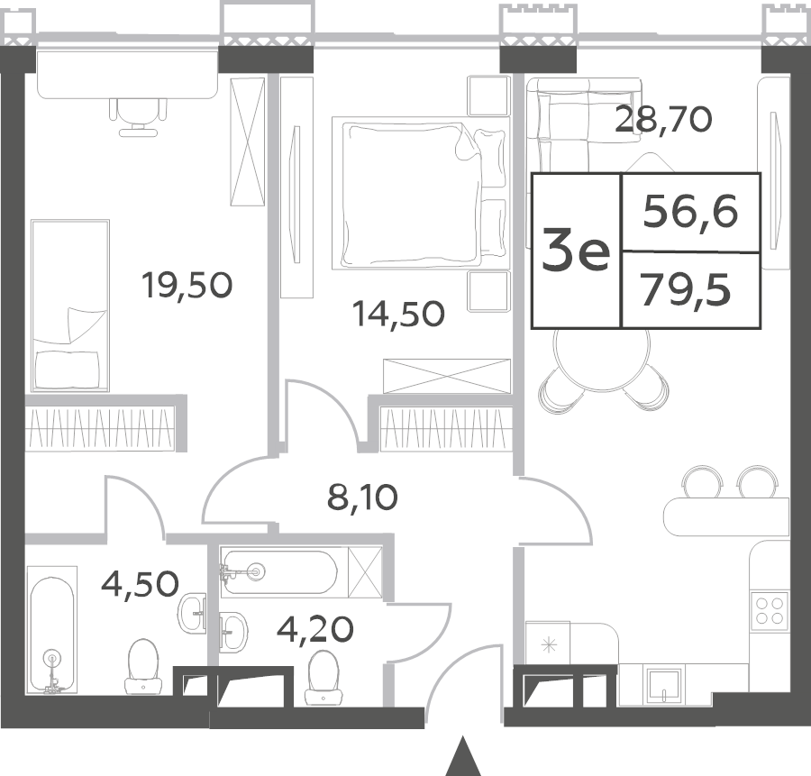 3 ккв (Евро) 80,2 м²