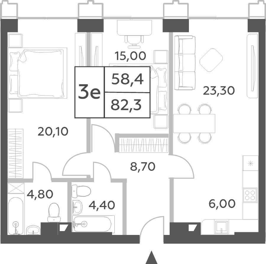 3 ккв (Евро) 82,3 м²