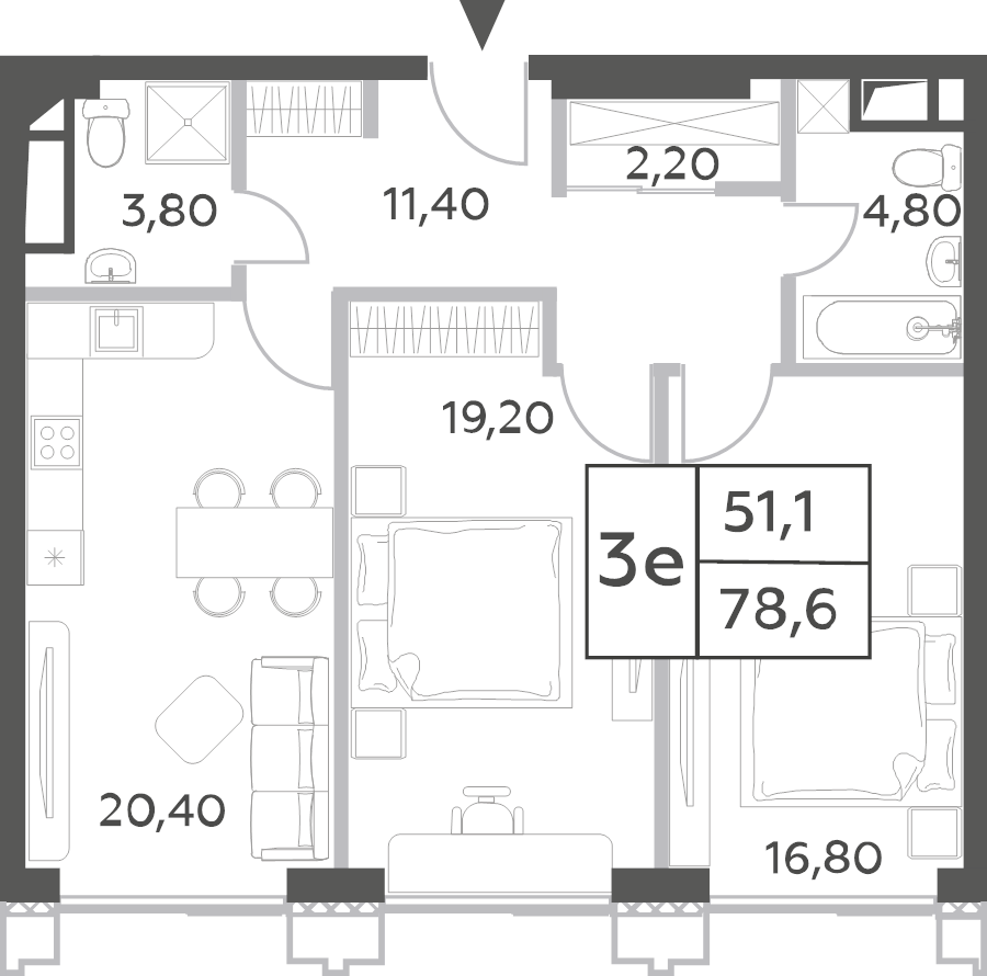 3 ккв (Евро) 79,7 м²