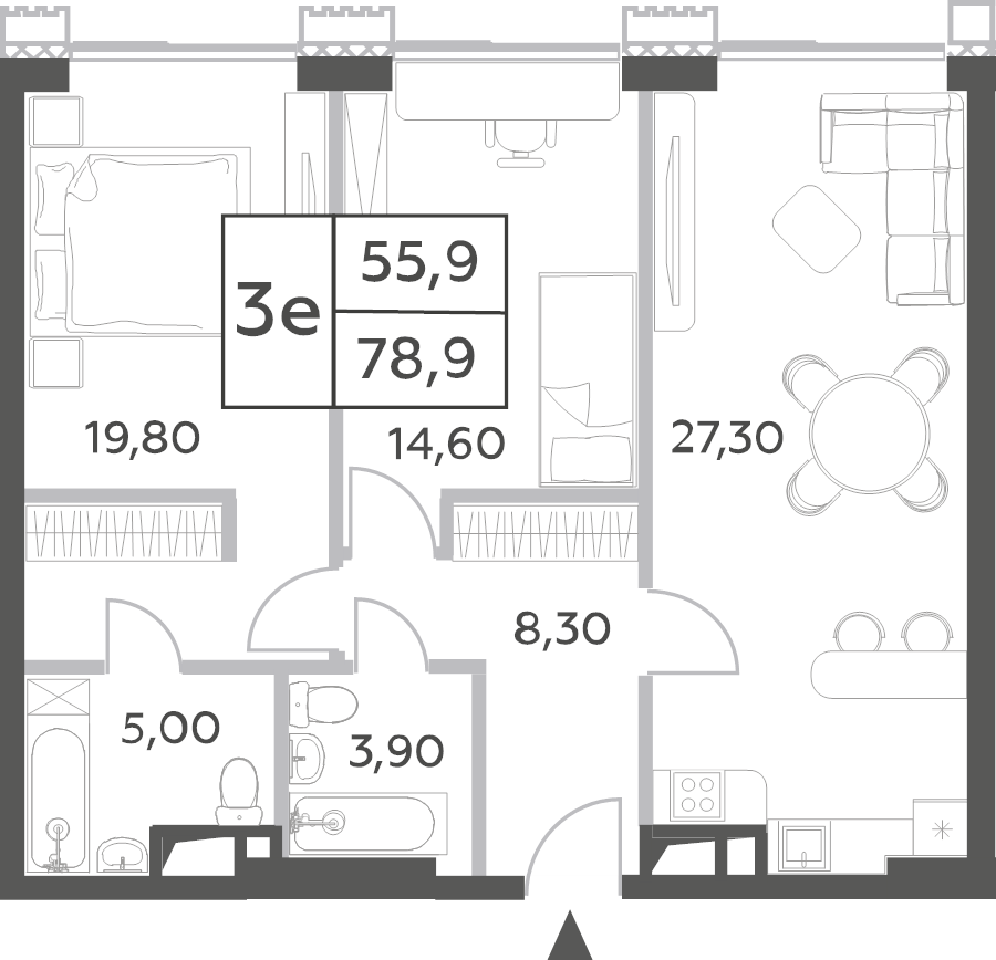 3 ккв (Евро) 80,7 м²