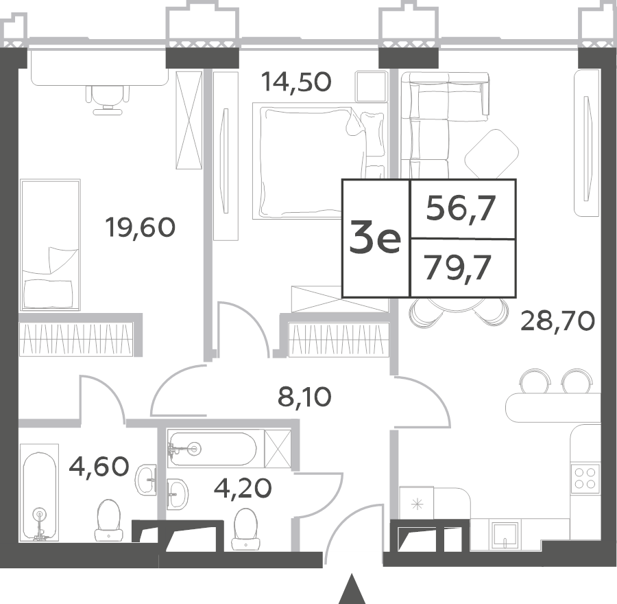 3 ккв (Евро) 80,7 м²
