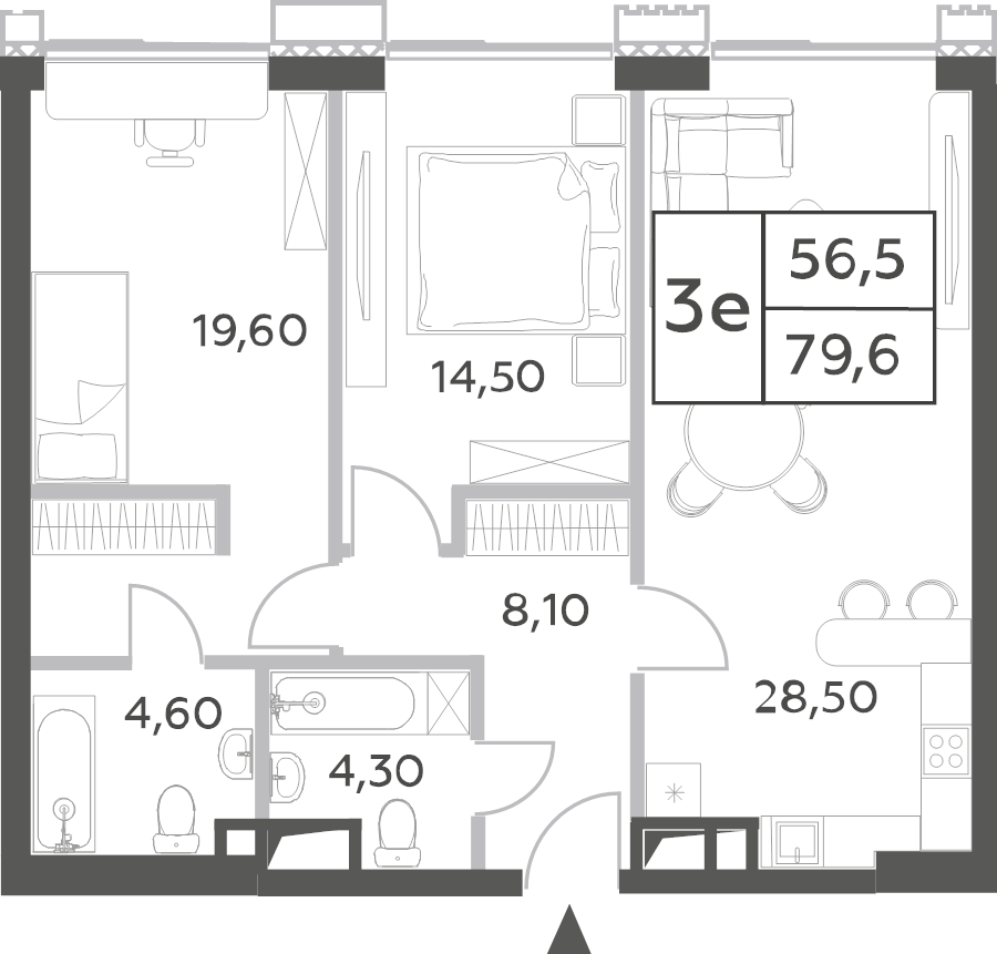 3 ккв (Евро) 80,3 м²