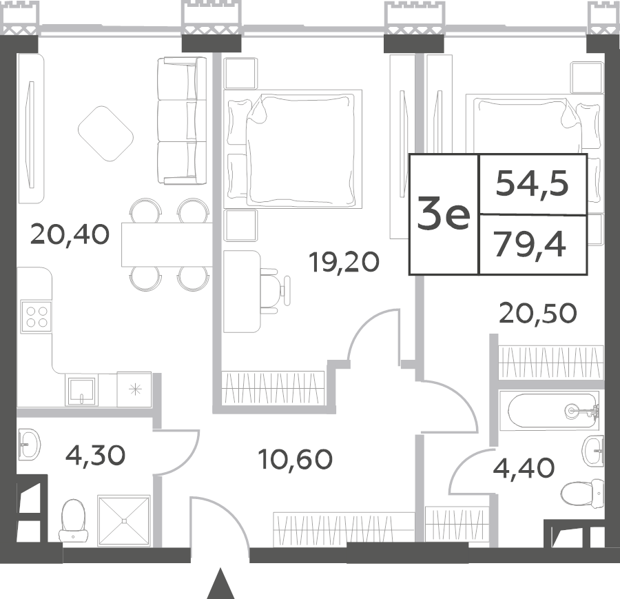 3 ккв (Евро) 80,6 м²
