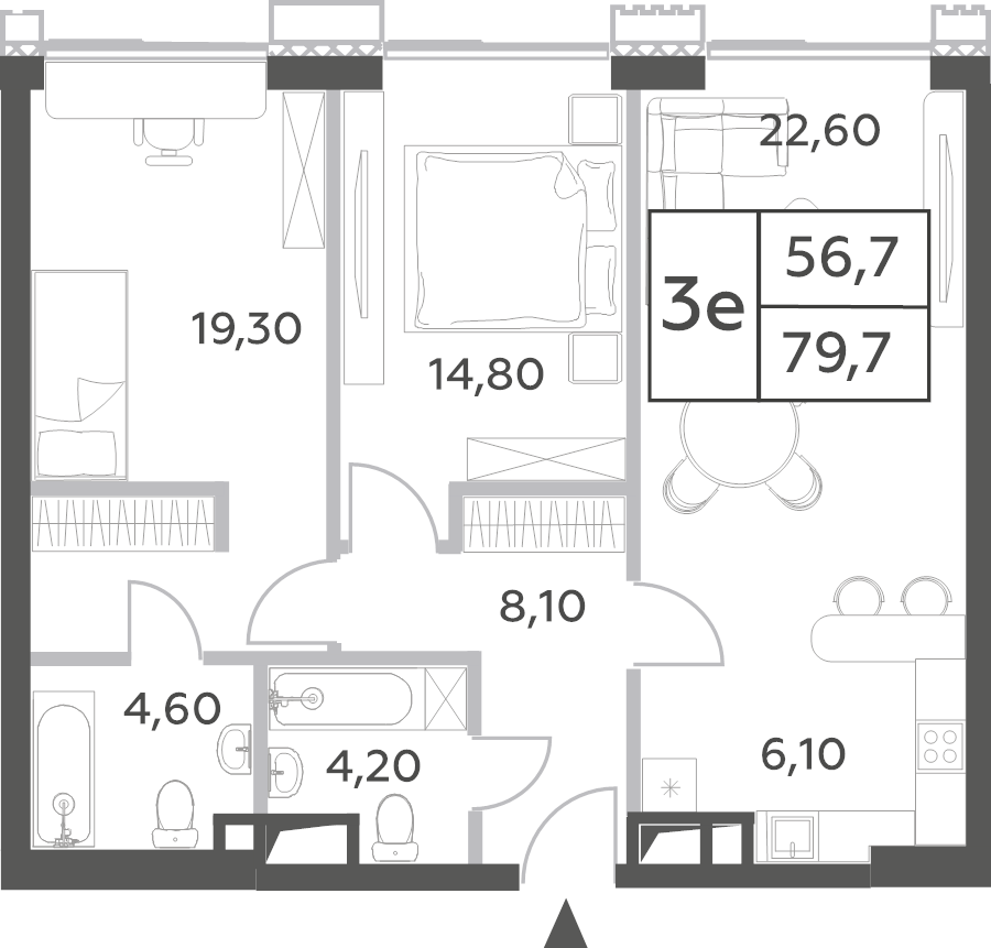3 ккв (Евро) 79,7 м²