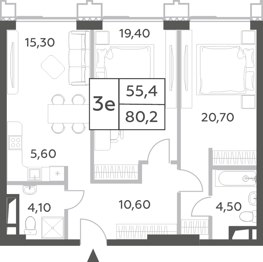 3 ккв (Евро) 80,2 м²