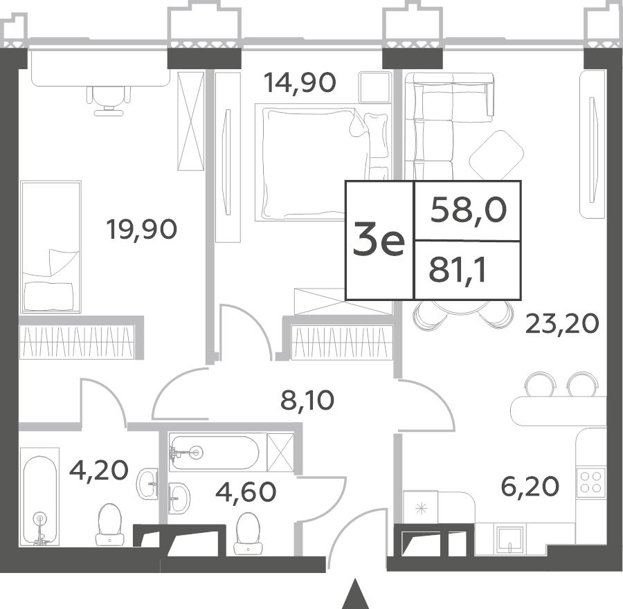 3 ккв (Евро) 81,1 м²