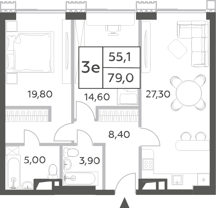 3 ккв (Евро) 80,9 м²