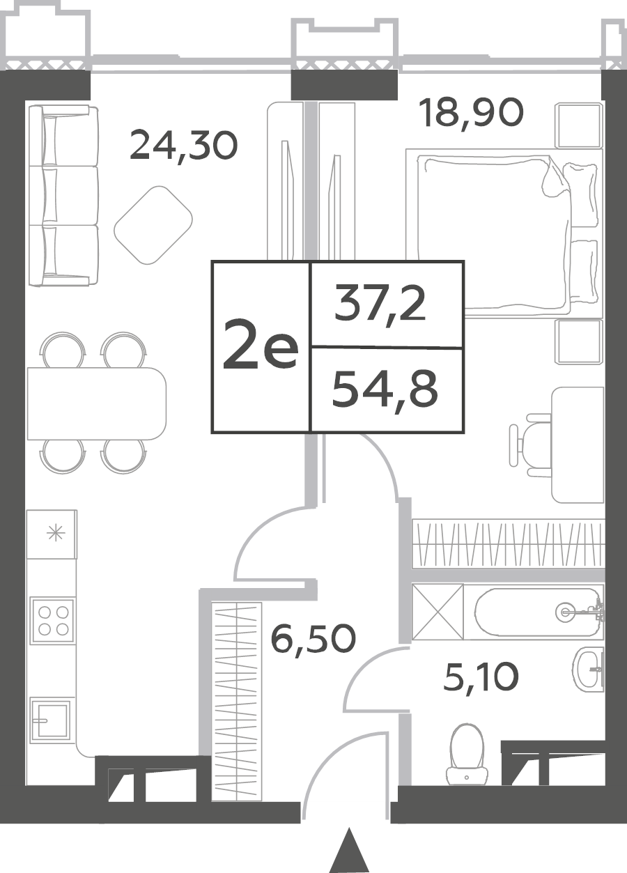 2 ккв (Евро) 55,1 м²