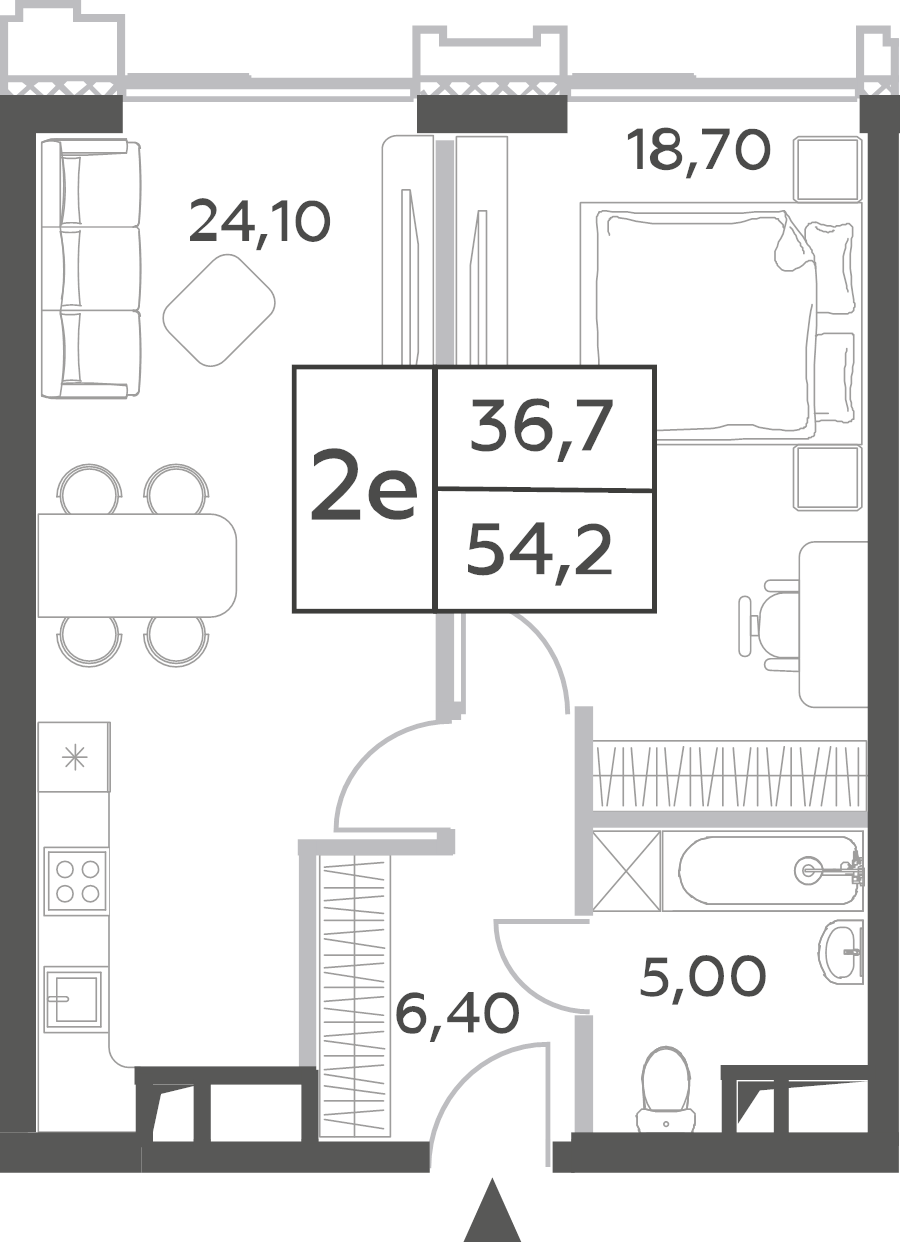 2 ккв (Евро) 55,8 м²