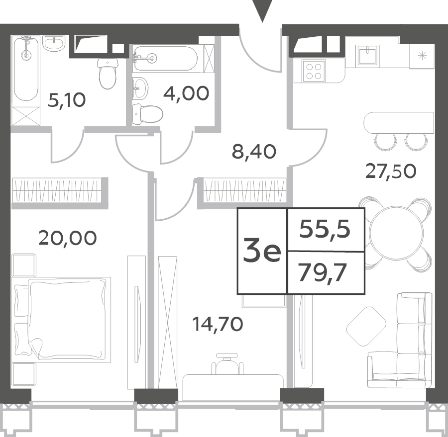 3 ккв (Евро) 80,5 м²