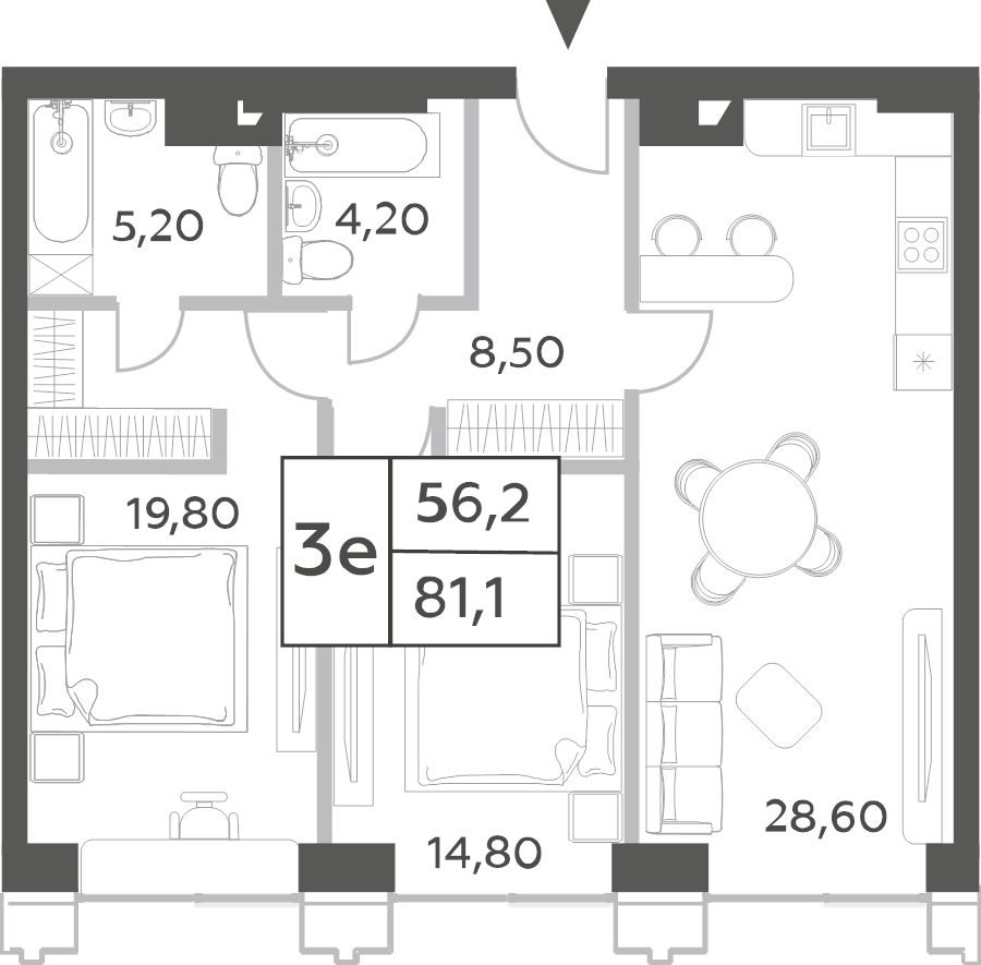 3 ккв (Евро) 82,7 м²