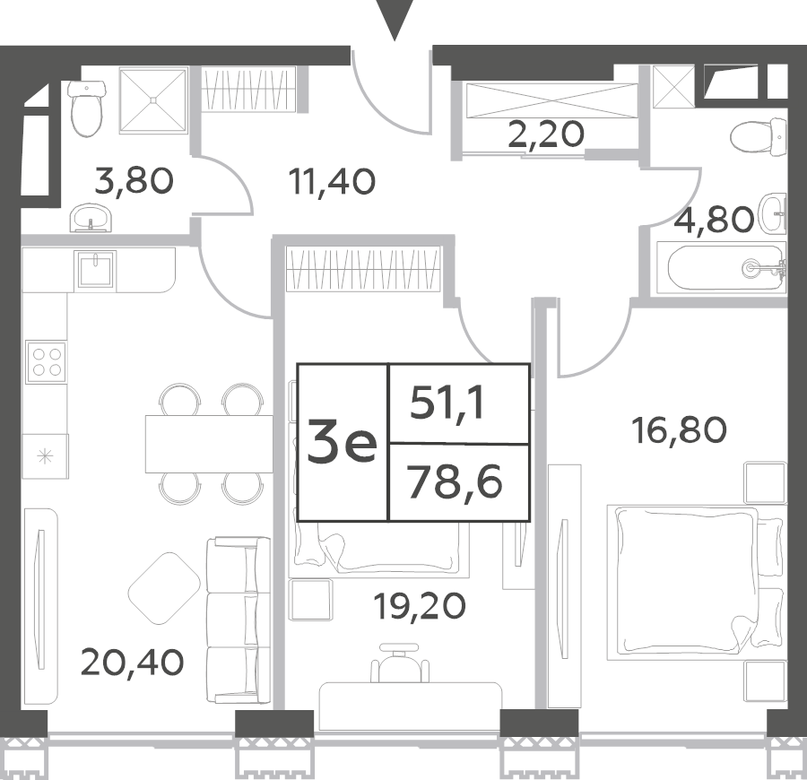 3 ккв (Евро) 77,5 м²