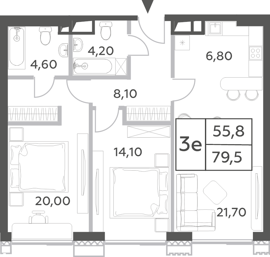 3 ккв (Евро) 79,5 м²