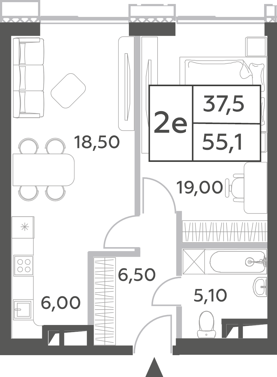 2 ккв (Евро) 55,1 м²