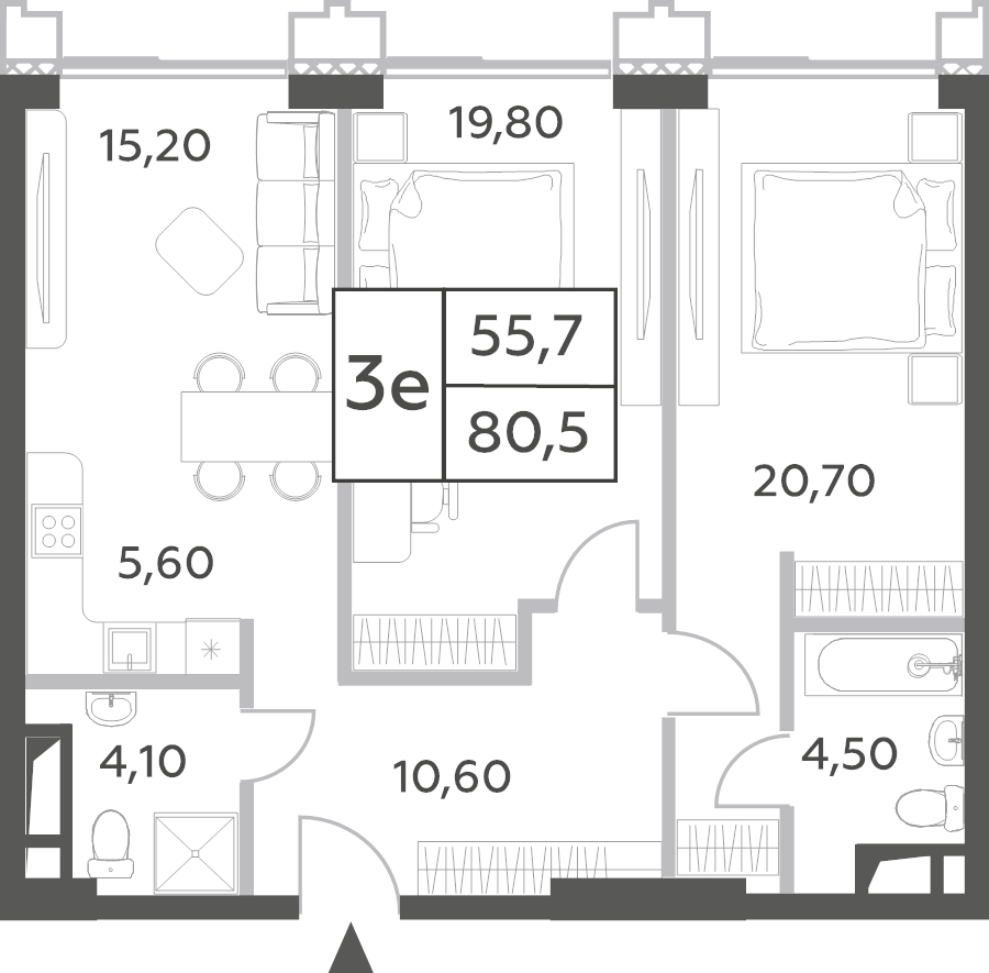 3 ккв (Евро) 80,5 м²