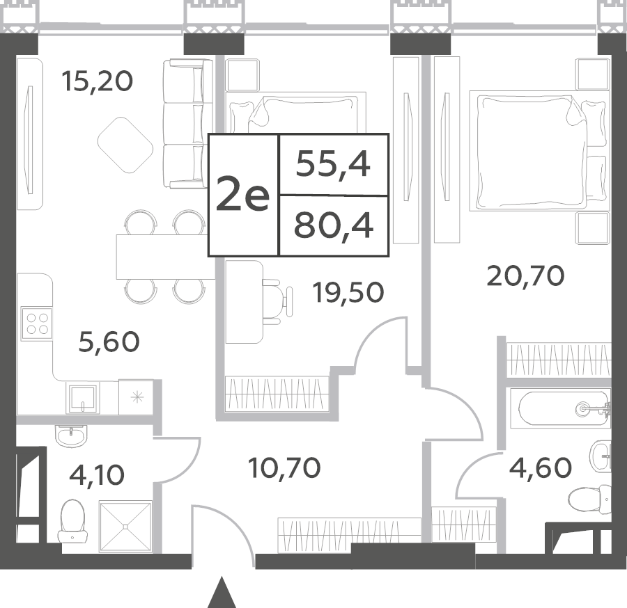 2 ккв 80,4 м²