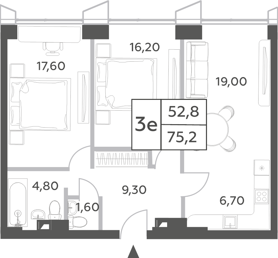 3 ккв (Евро) 75,2 м²