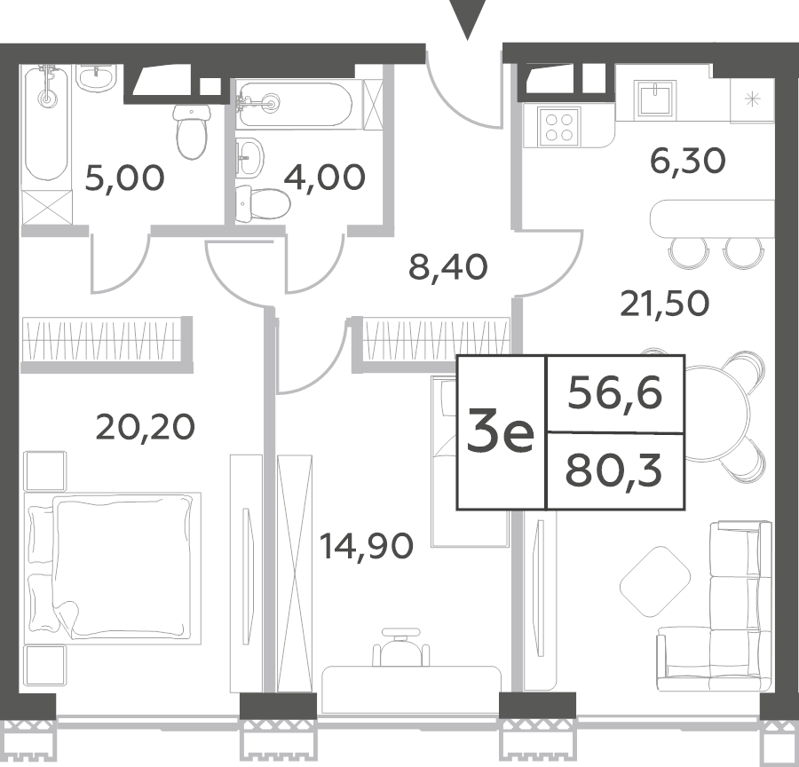 3 ккв (Евро) 80,3 м²